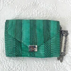 NWT Loeffler Randall Mint Exotic Clutch Bag